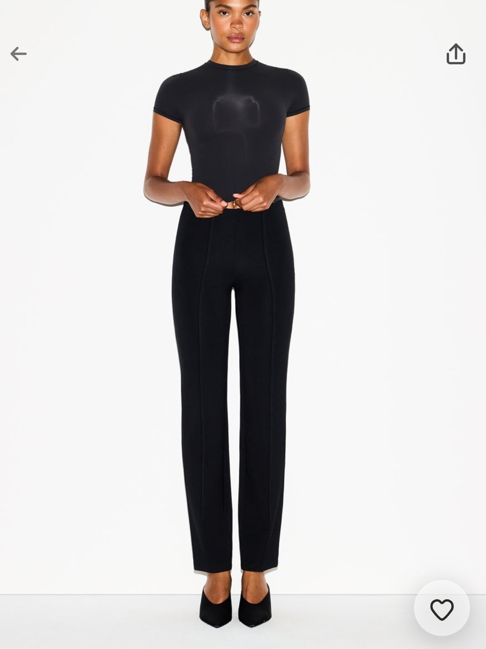 SKIMS NWT Essential Collection High Waist Pintuck Straight Pant - Obsidian